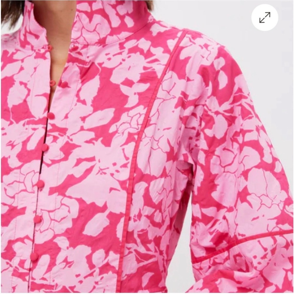 Hyacinth House Hillsborough Floral Midi Dress Womens Sm Pink Puff Sleeve Tiered - Picture 3 of 9